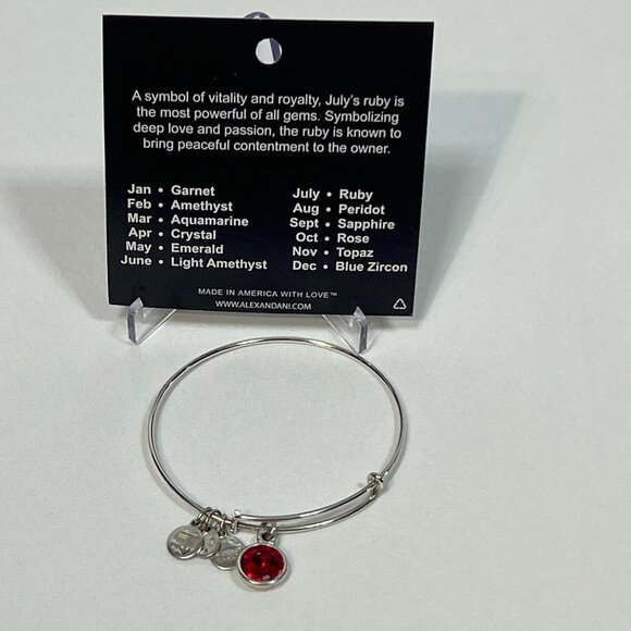 Alex and Ani Silver July Birthstone Ruby Bangle Bracelet - Picture 2 of 5
